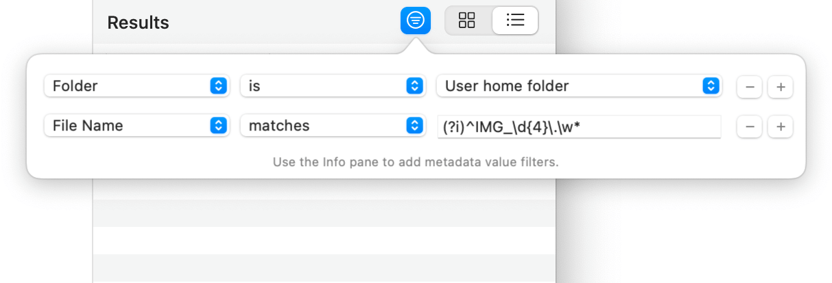 Screenshot: Power user file search