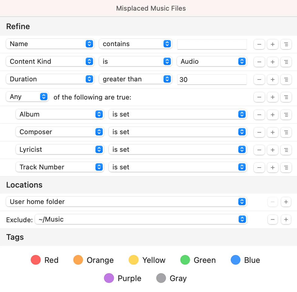 Screenshot: Find Misfiled Music Files